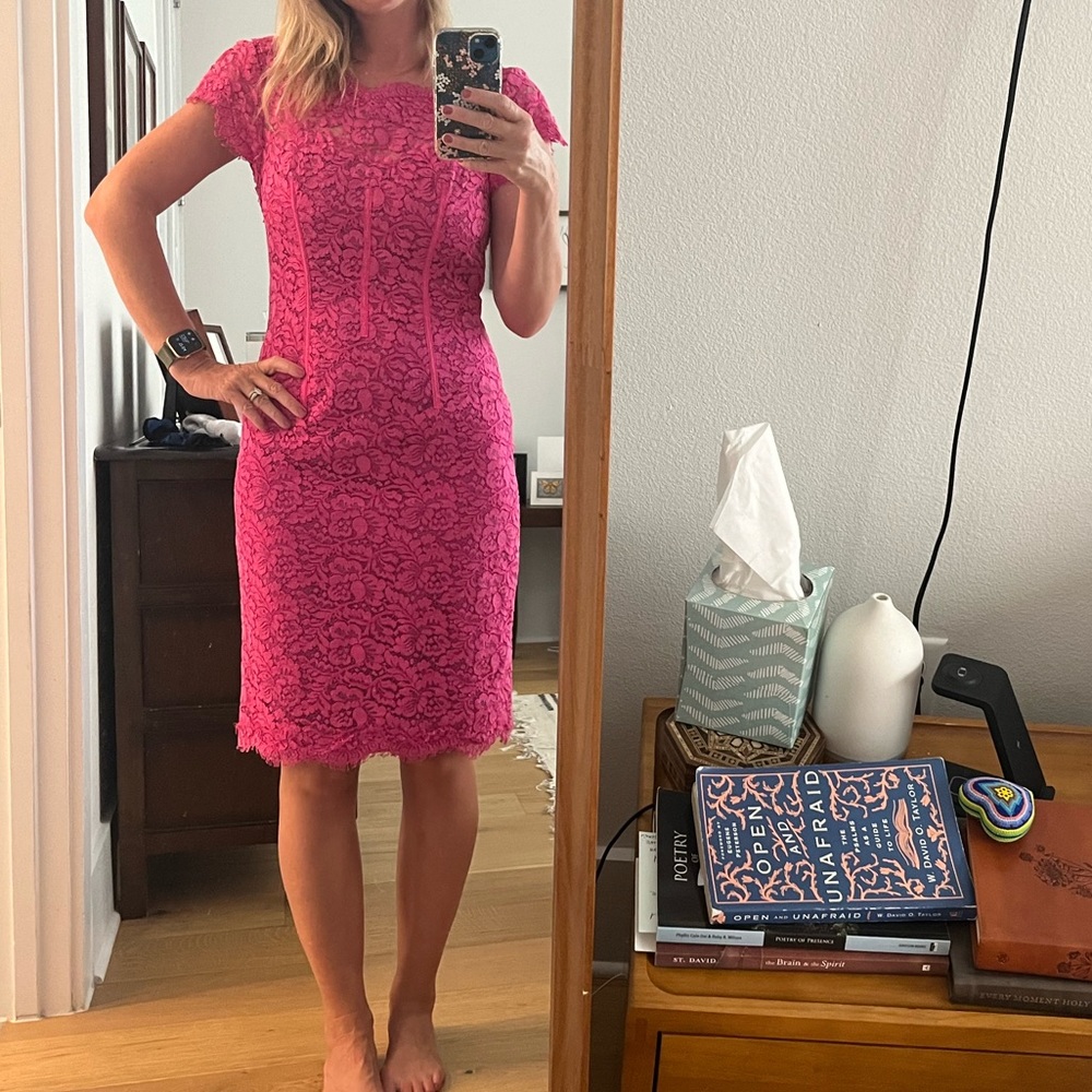 Monique Lhuiller ML Magenta Pink Lace Dress